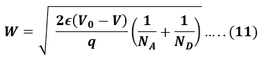 depletion-region-width-formula-for-forward-biased-pn-junction