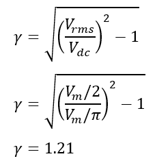 ripple factor of half wave rectifier