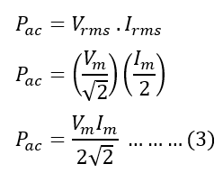 the apparent power of half wave rectifier equation(3)