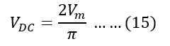 DC voltage  of bridge rectifier equation 15