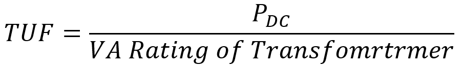 transformer utilization factor formula