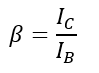 formula for beta in transistor
