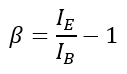 formula for beta in transistor taking emitter and base current