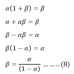 Deriving Beta (β) in Terms of Alpha (α)