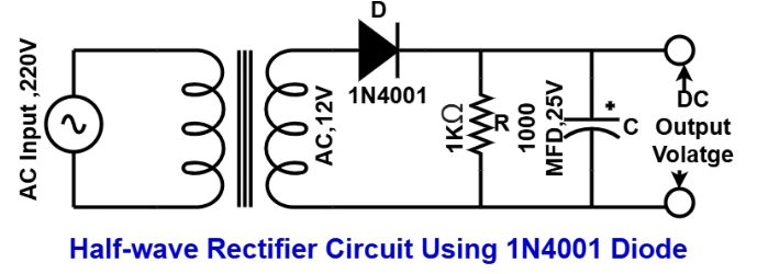 half wave rectifier using a rectifier diode