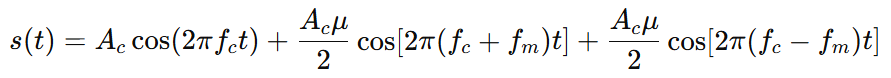 equation1 for calculating power of AM wave