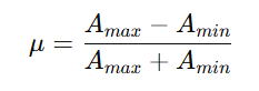 modulation index formula in terms of minimum and maximum of waveform amlitude