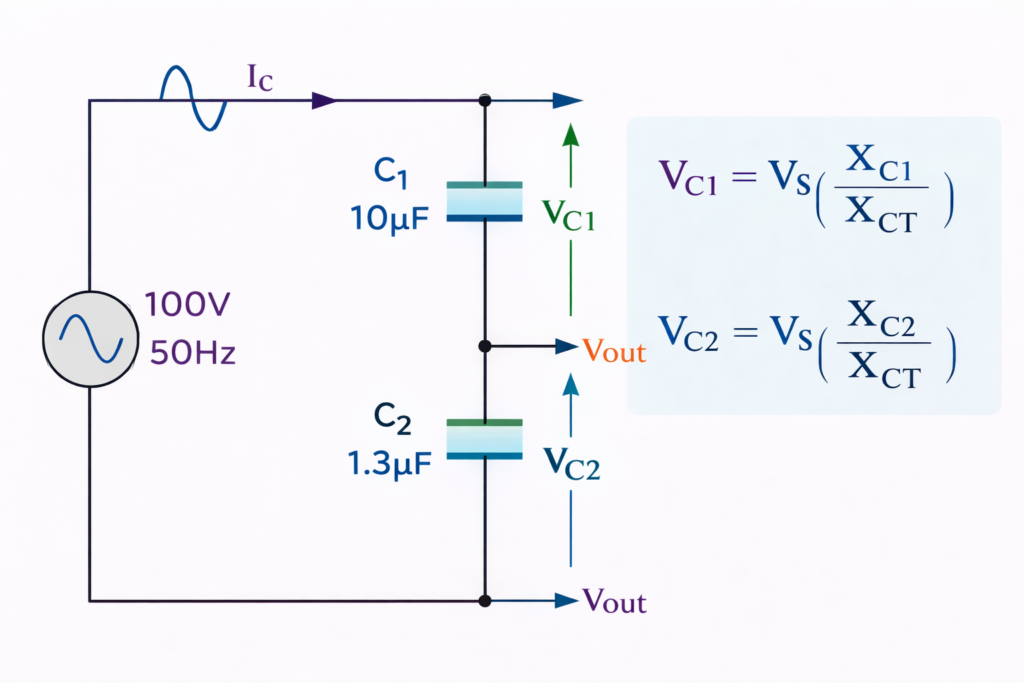 capacitive voltage divider circuit and its formula