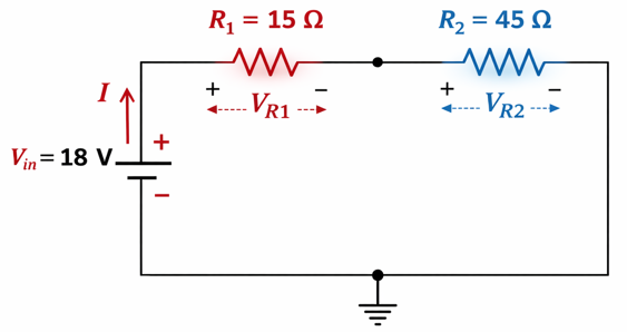 circuit diagram- example 1 on voltage divison rule