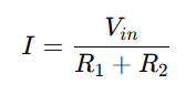 current through the series resistors in voltage division rule