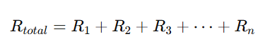 total resistance is the sum of all the resisstances connected in series