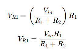 voltage across R1 as per voltage division rule equation