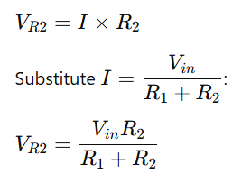 voltage across resistor R2 as per voltage diovider equation