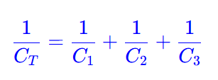 derived equation of total capaacitance of seres connected capacitors