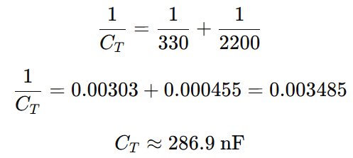 total capacitance of two unequal capacitance in series example 2