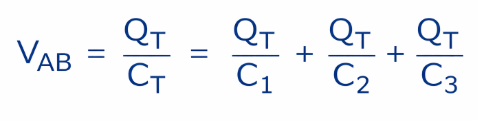 total voltage across the series capacitor connection