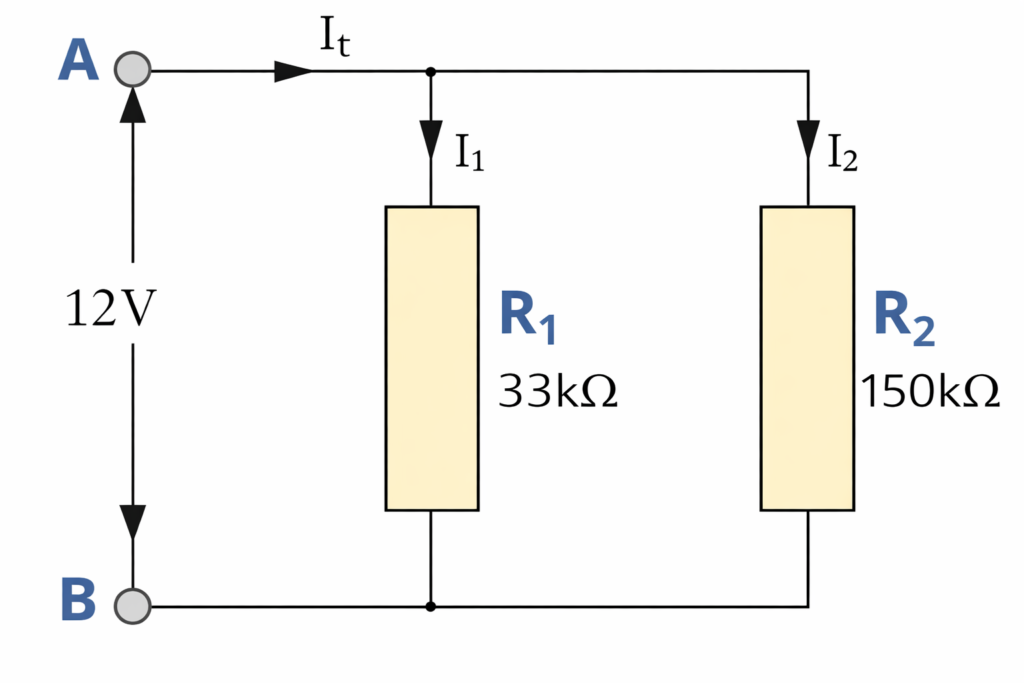 two unequal resisnace value Resistors in Parallel Example No2