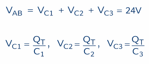 voltage equation of series connction capacitors