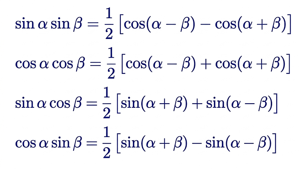 product to sum trigonometric laws of identities