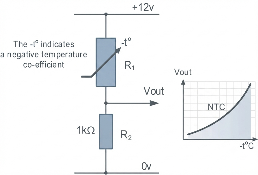 application of series connected resitor- thermistor circuit