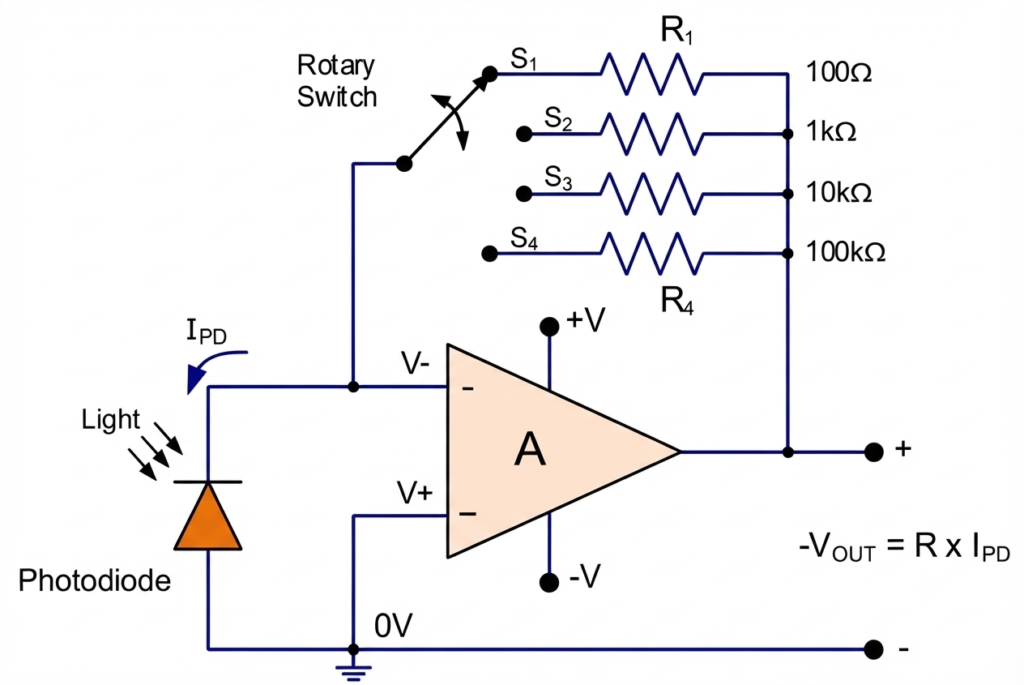 Adjustable Photodiode Transimpedance Amplifier