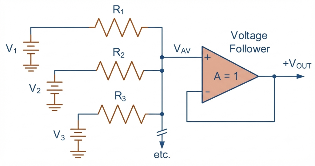 Averager Circuit Using An Op-amp