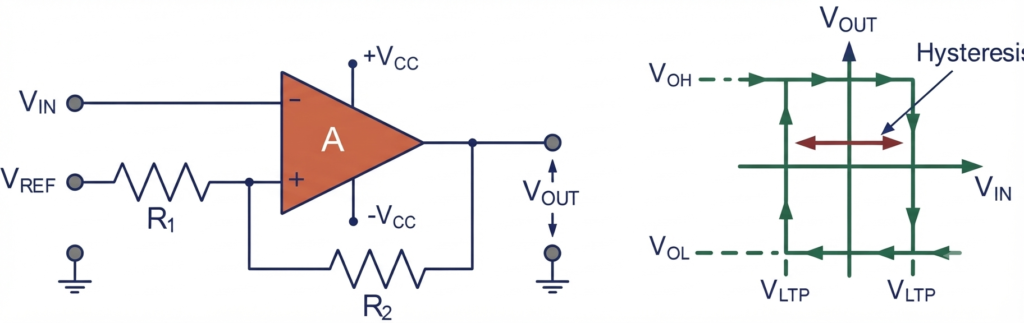 Inverting Op-amp Comparator with Hysteresis