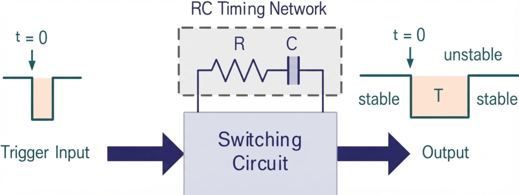Op-amp Monostable Multivibrator Block Diagram