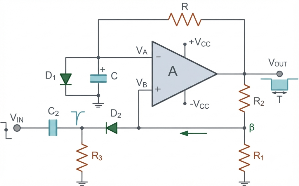 Op-amp Monostable Circuit diagram