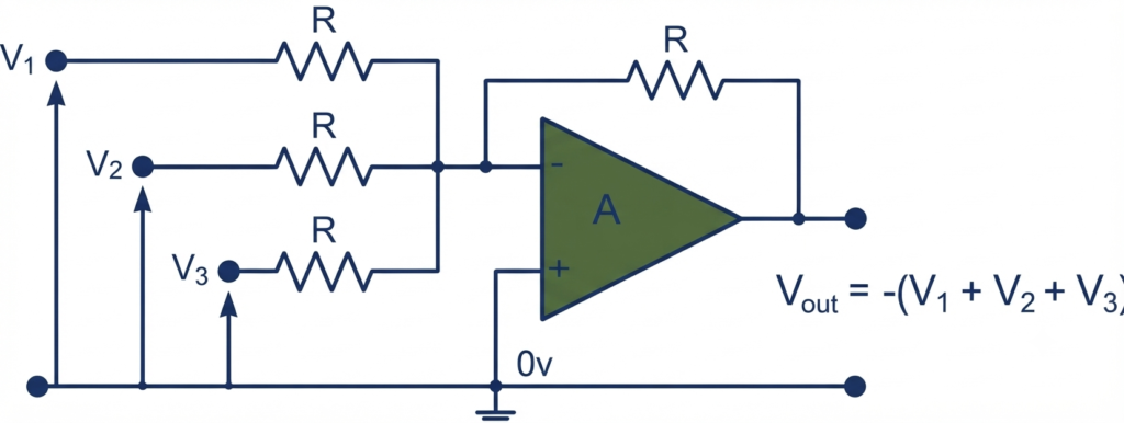 Unity Gain Summing Amplifier circuit diagram
