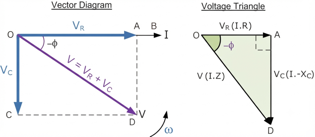 Vector Diagram of the Resultant Voltage across capacitor