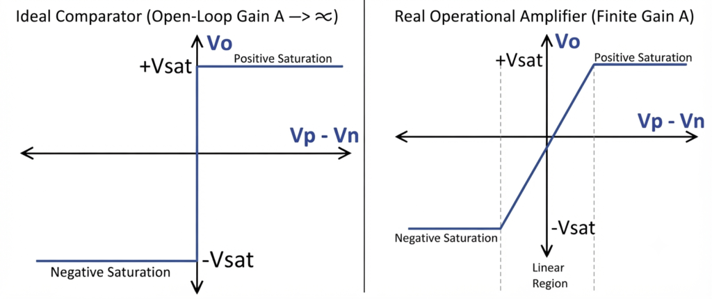 vi characteristics of Real and  Ideal Op-Amp