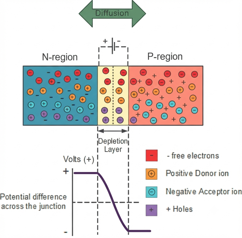 Formation and Width of the PN Junction Depletion Layer