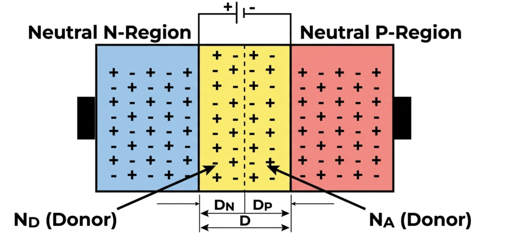 Formation of the depletion region in a p–n junction