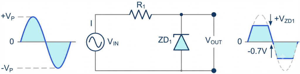 zener diode clipping circuit diagran